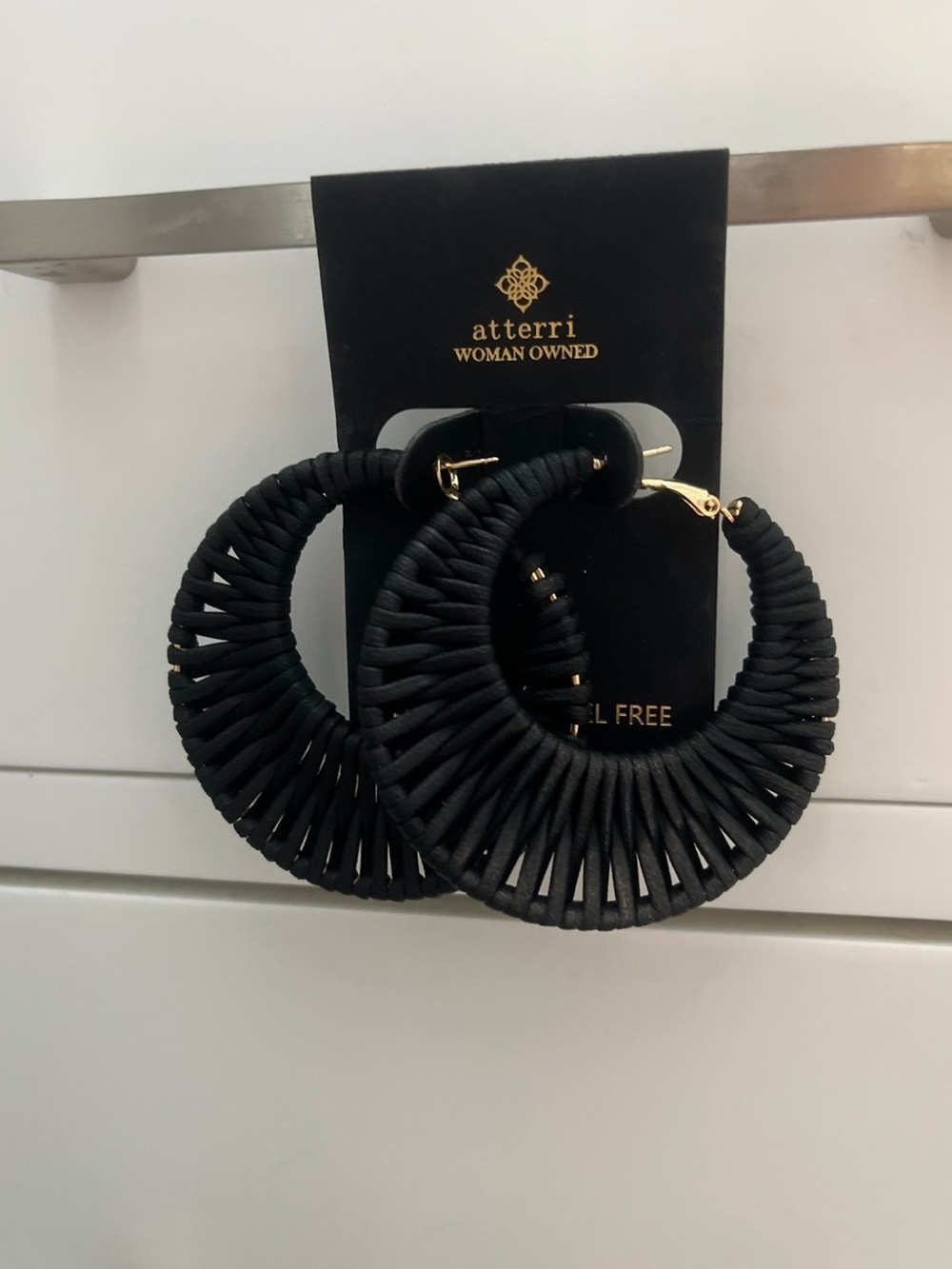 Atterri Black Wrapped Hoop Earrings